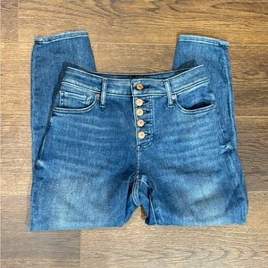 Express High Rise Button-Fly Blue Jeans